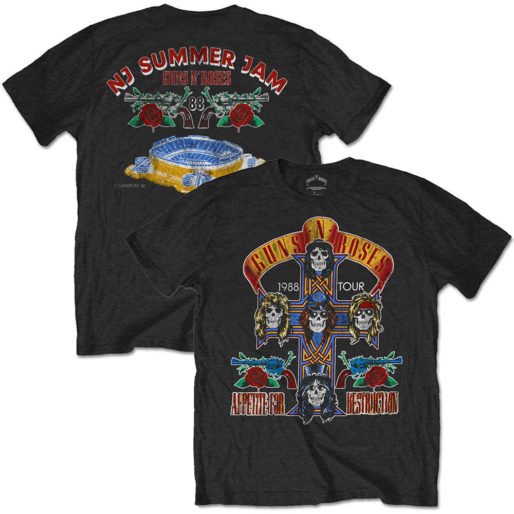 GUNS N ROSES ガンズアンドローゼズ (結成 40周年 ) - NJ SUMMER JAM 1988 (復刻ツアーTシリーズ) / バックプリントあり / Tシャツ / メンズ 【公式 / オフィシャル】